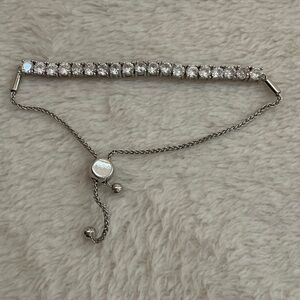 Zales Silver Bracelet with White Stones